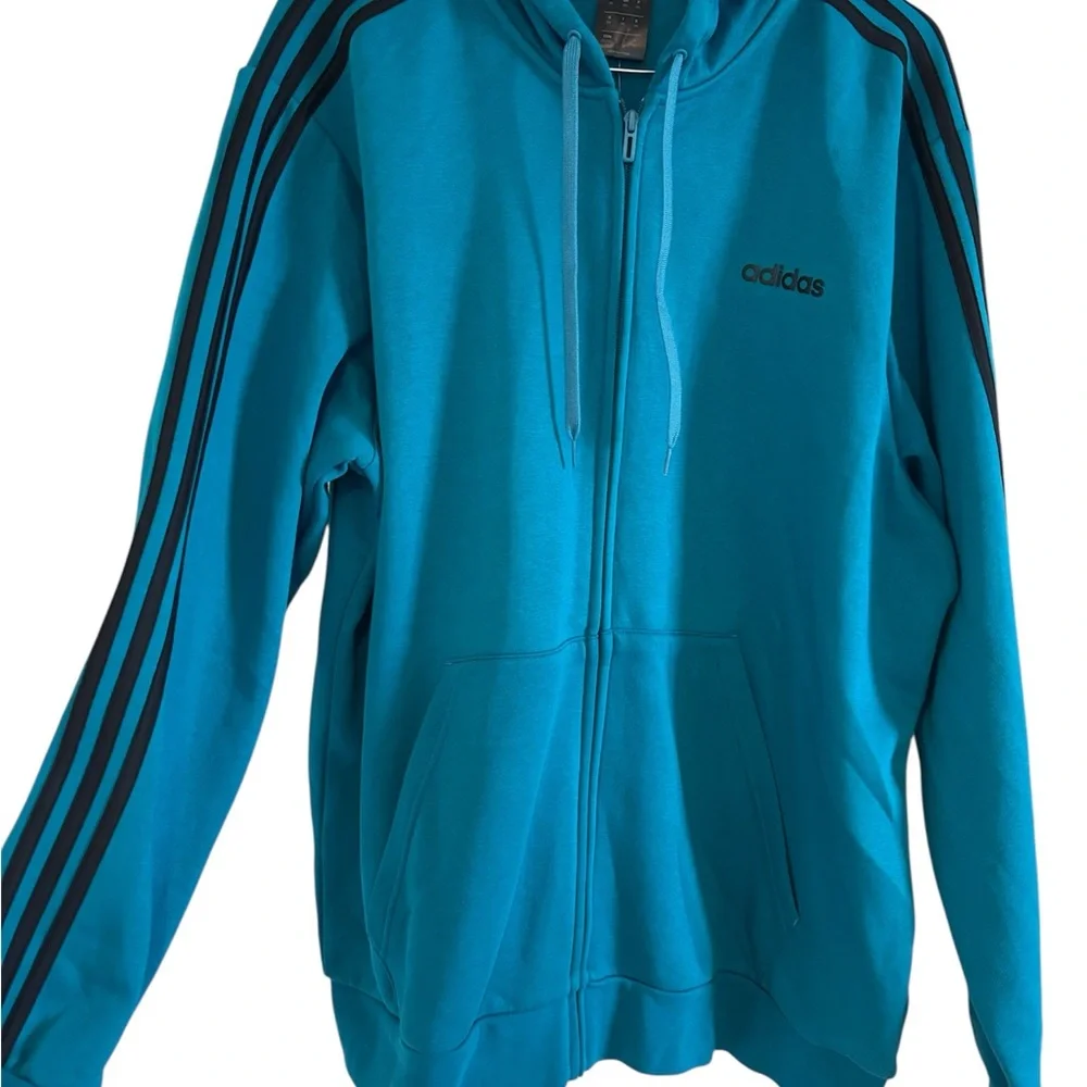 NWT Adidas Adicolor 3 Stripes Teddy Fleece Hoodie Size 2XL - Picture 2 of 7
